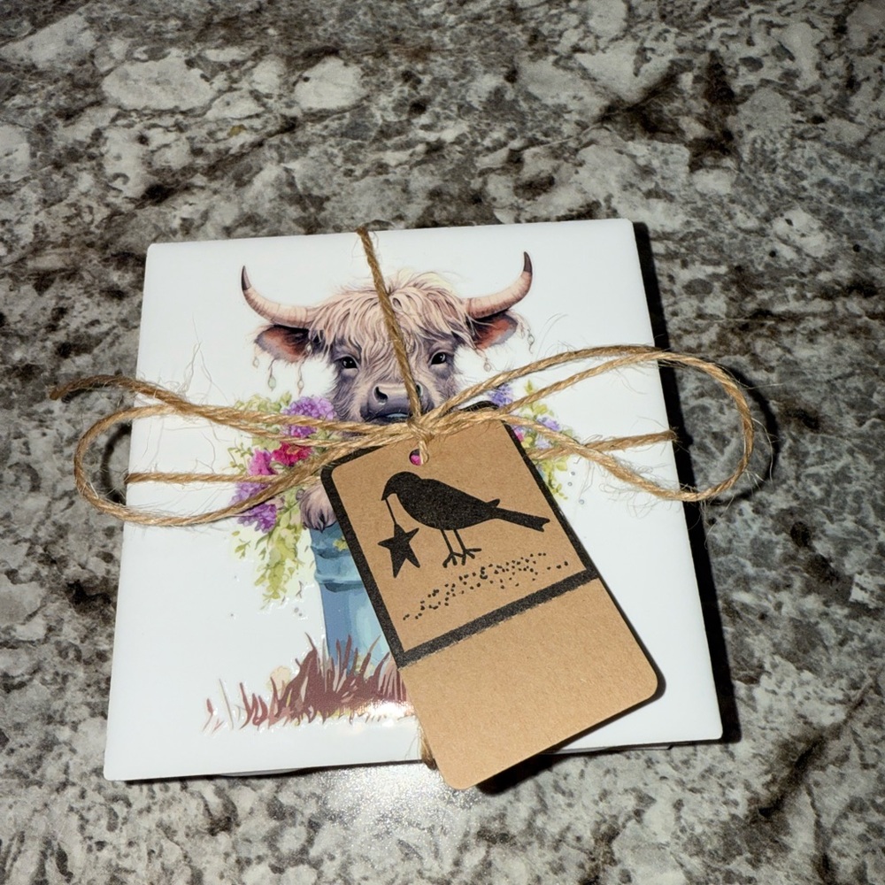 Cute Cow Ceramic Coaster